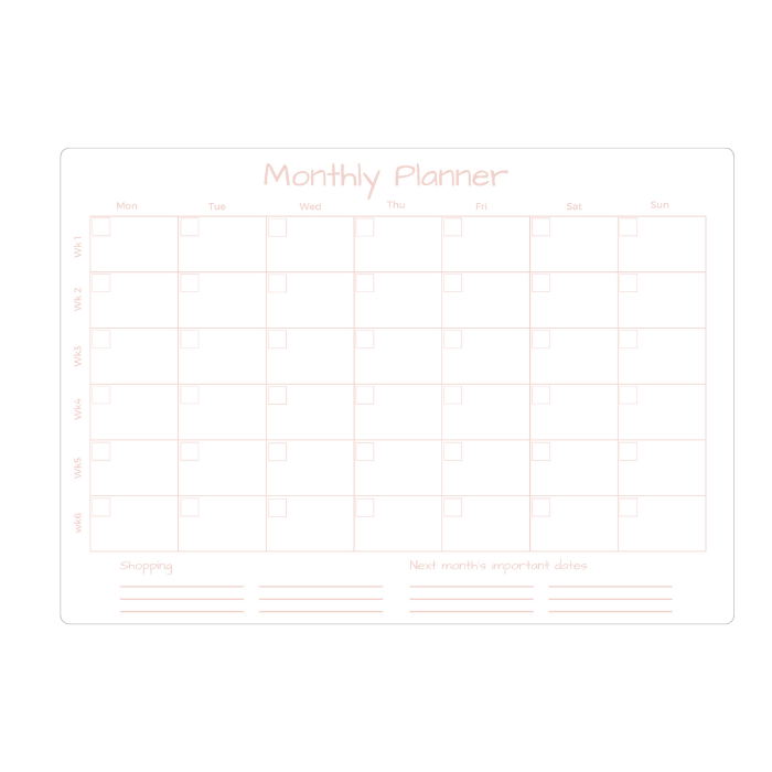 Monthly Planner Pink