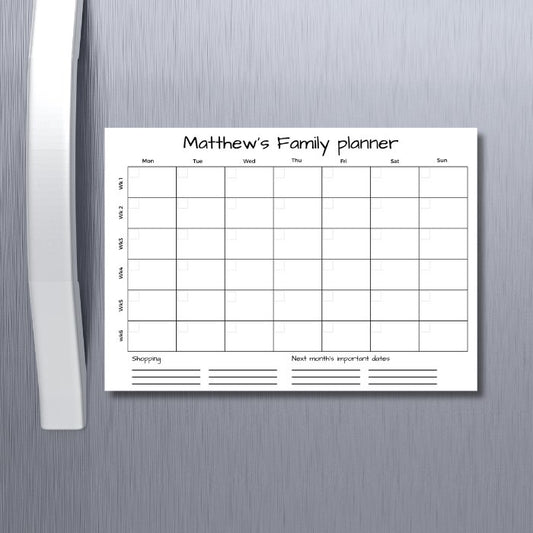 Monthly magnetic planner black custom