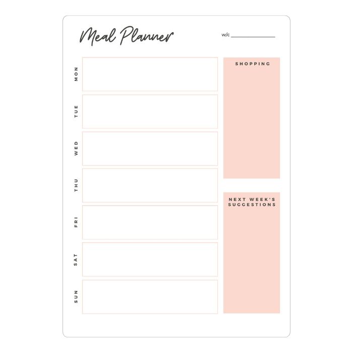 magnetic meal planner pink