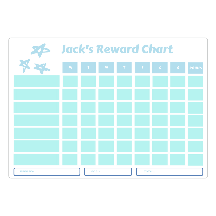 Chore chart pastel stars teal