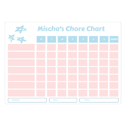 Chore chart pastel stars pink