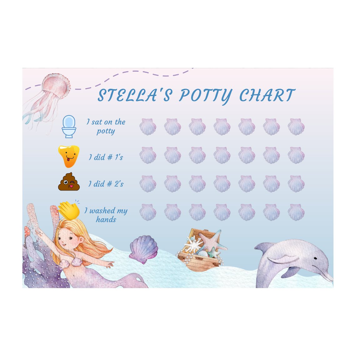 Potty training reward chart mermaid