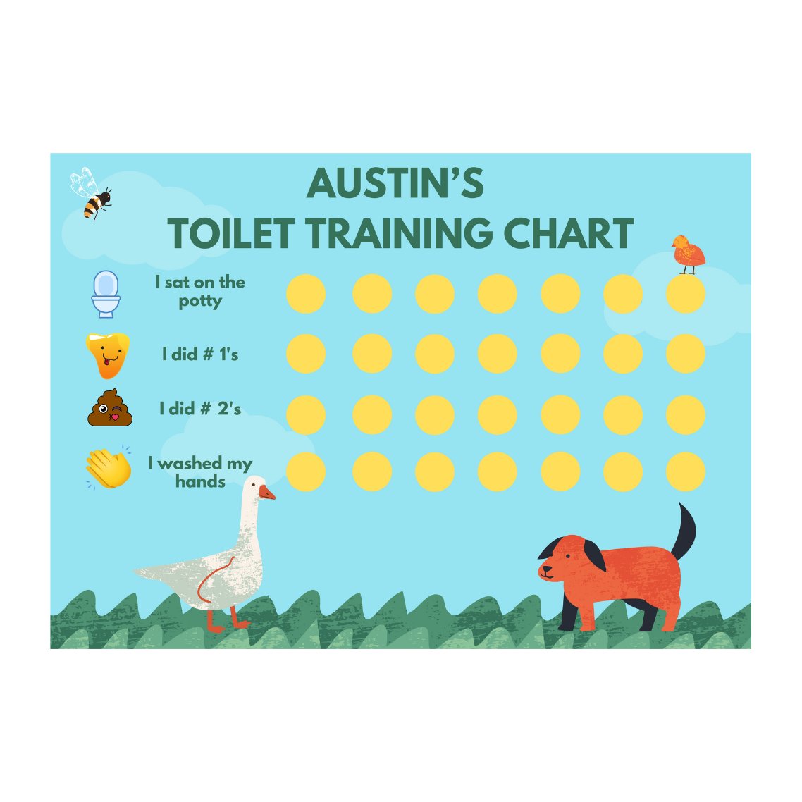 Potty training reward chart animals
