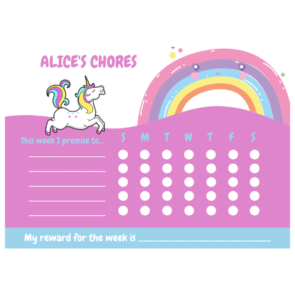 unicorn reward chart rainbow purple