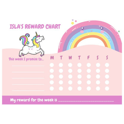 unicorn reward chart rainbow pink