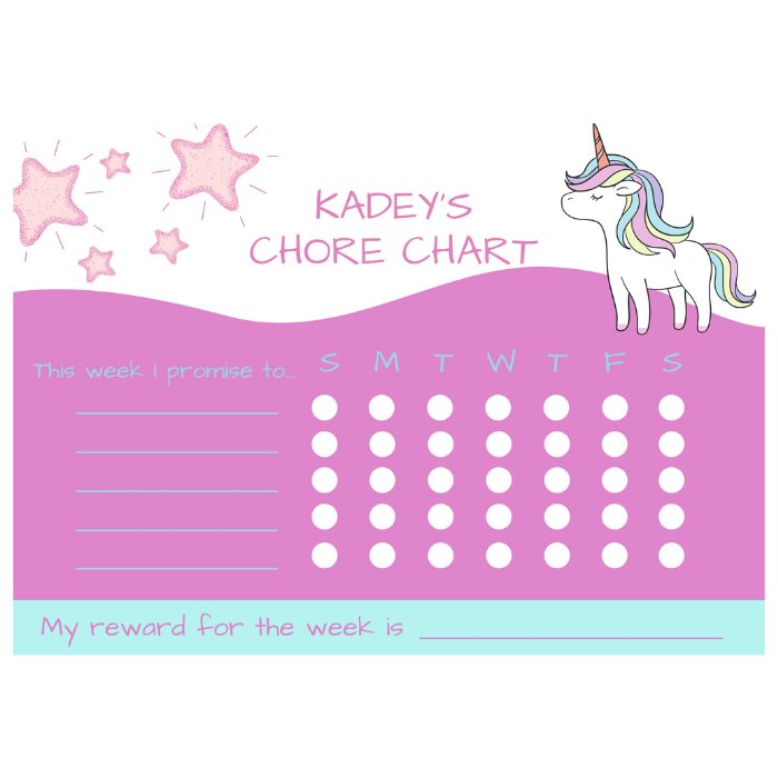 unicorn reward chart stars purple