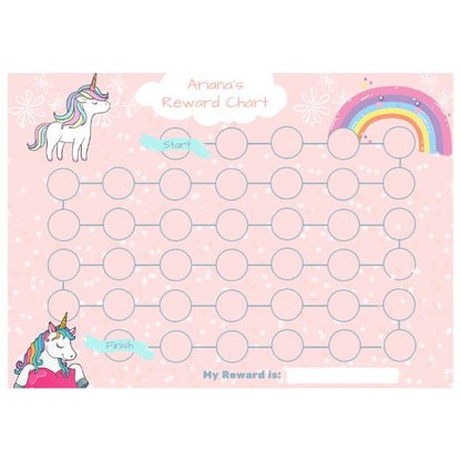 unicorn reward chart single behaviour pink