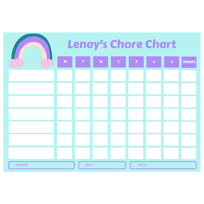 rainbow reward chart blue