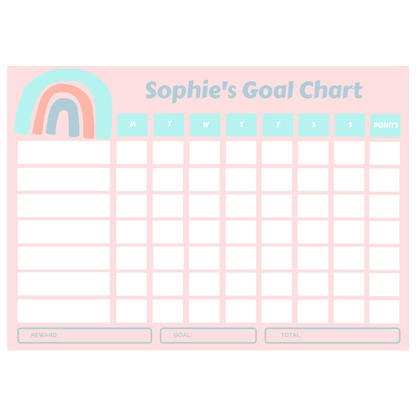 rainbow reward chart pink