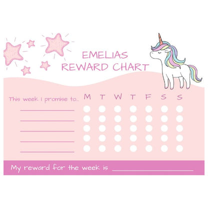 unicorn reward chart stars pink