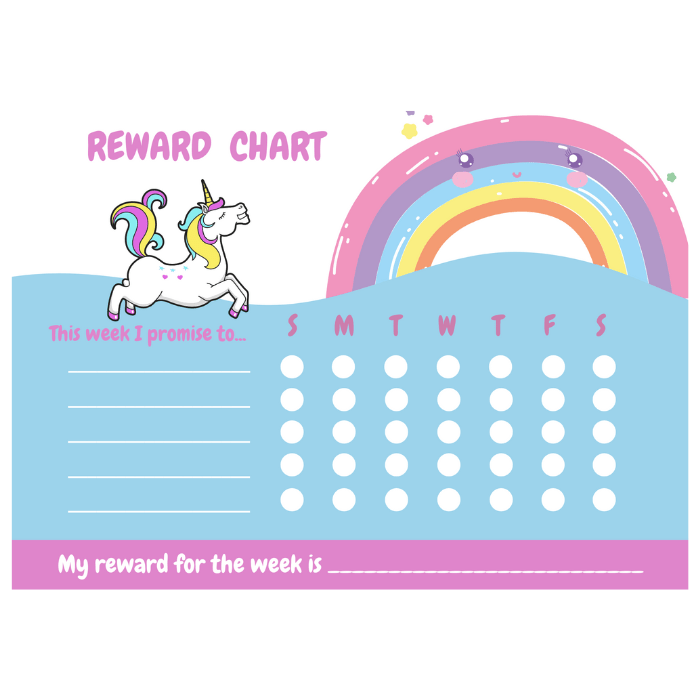 unicorn reward chart rainbow blue