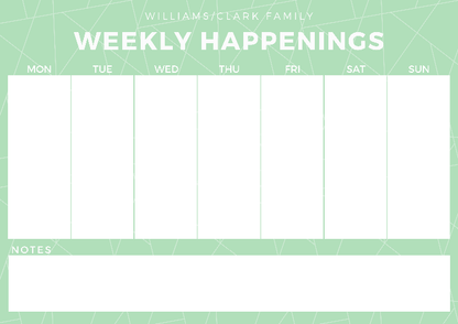 magnetic weekly planner green geo