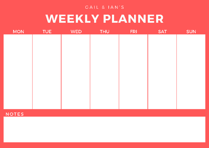 magnetic weekly planner red