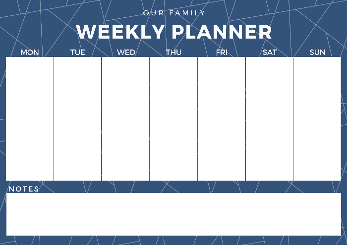 magnetic weekly planner blue geo
