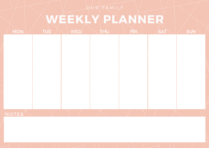 magnetic weekly planner pink geo