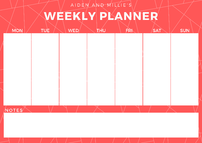 magnetic weekly planner red geo