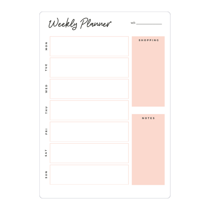 pastel weekly planner portrait pink