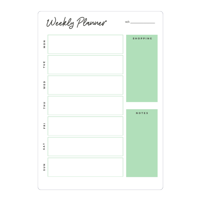 pastel weekly planner portrait green