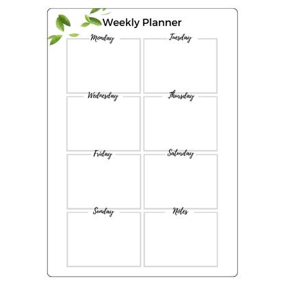 weekly planner portrait leaf
